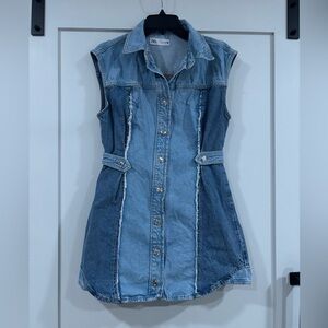 Zara Blue Denim Midi Dress